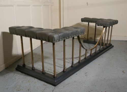 fig 2. Large Brass and Iron Club Fender, with Leather Seats