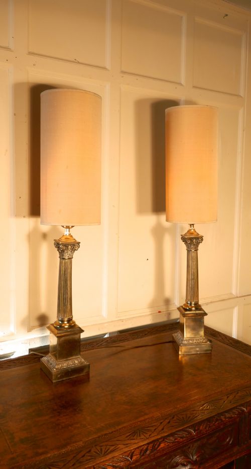 fig 2. A Pair of Tall Brass Table Lamps