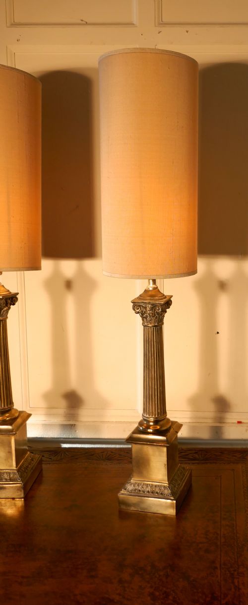 fig 3. A Pair of Tall Brass Table Lamps
