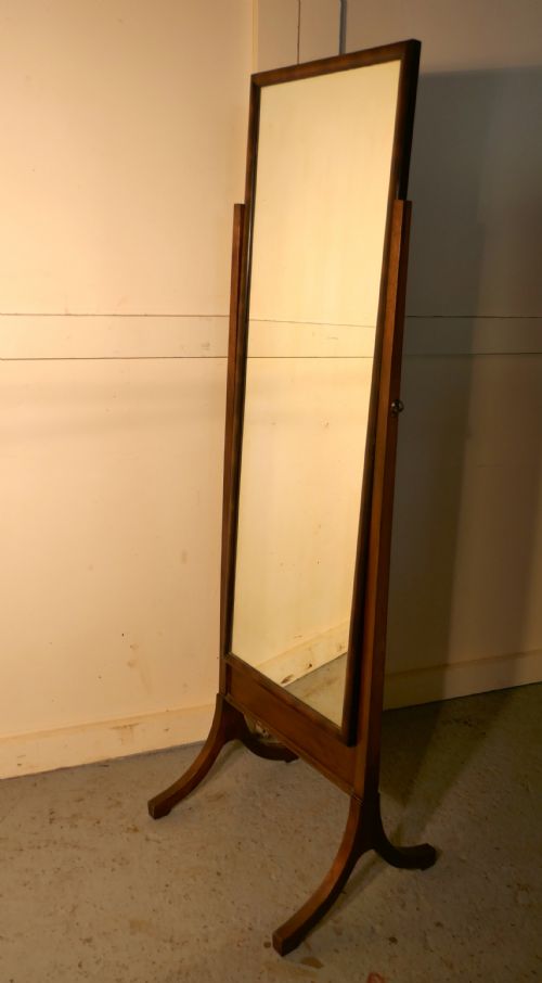 Art Deco Walnut Cheval Mirror
