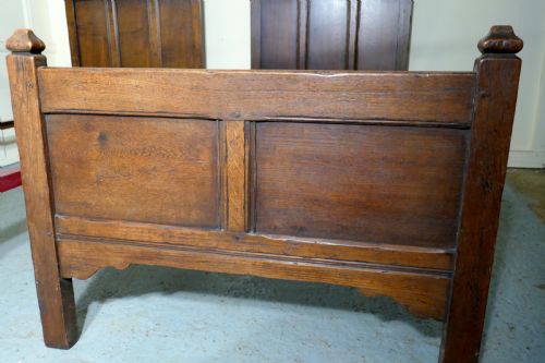 fig 4. Pair of Arts and Crafts Gothic Oak Twin Beds