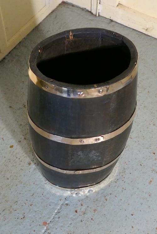 fig 2. A Large 18th Century Royal Navy Oak and Brass Bound Powder Barrel