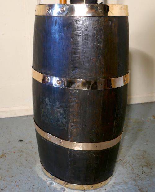 fig 3. A Large 18th Century Royal Navy Oak and Brass Bound Powder Barrel