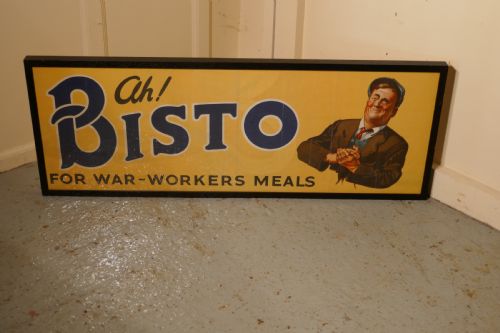 Framed Bisto Advertising Sign, Ah Bisto for War-workers Meals Advertising Sign