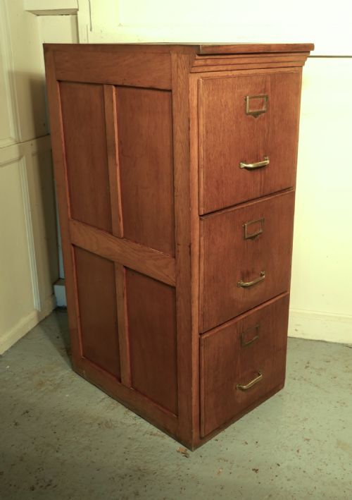 Edwardian 3 Drawer Oak Filing Cabinet