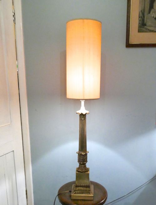 Tall Brass Corinthian Column Table Lamp