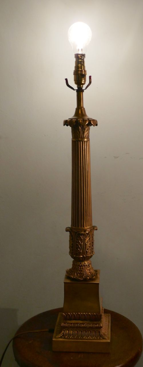 fig 1. Tall Brass Corinthian Column Table Lamp