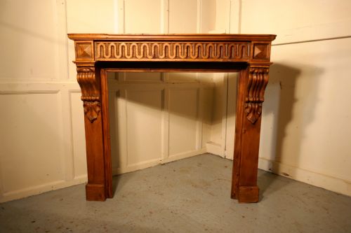 French Stripped Pine Fireplace