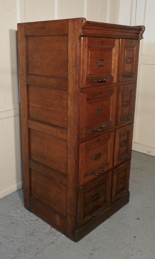 fig 1. An Edwardian Argyle 8 Drawer Filing Cabinet, Made in Golden Oak
