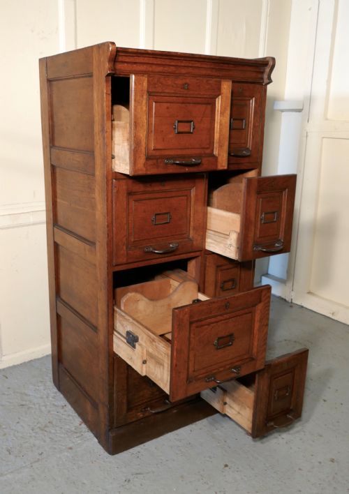 fig 4. An Edwardian Argyle 8 Drawer Filing Cabinet, Made in Golden Oak