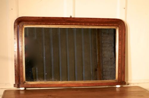 Victorian Mirror Inlaid Walnut Overmantel