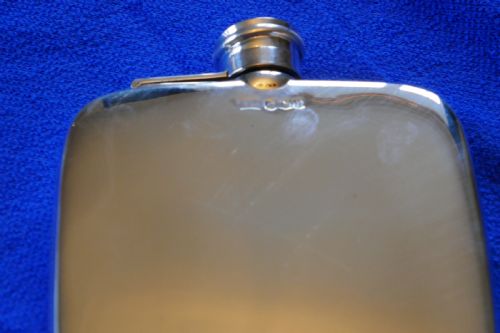 fig 1. Fine Quality Vintage Silver Hip Flask by Walker & Hall, 1912