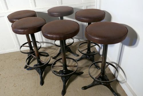 Set of 6 19th Century High Cast Iron Stools