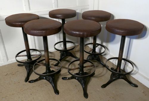 fig 1. Set of 6 19th Century High Cast Iron Stools