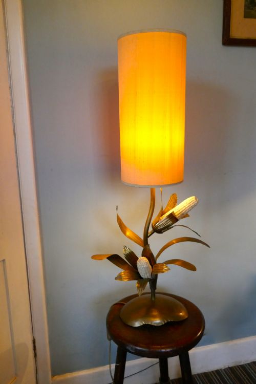 fig 1. A Very Unusual French Brass and Copper Harvest Table Lamp