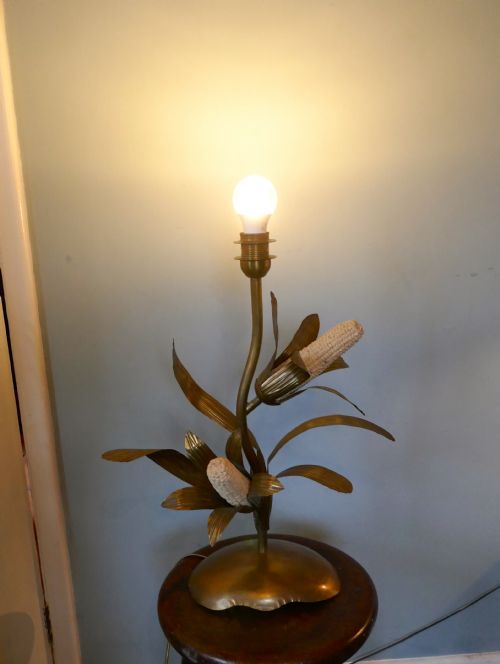 fig 3. A Very Unusual French Brass and Copper Harvest Table Lamp