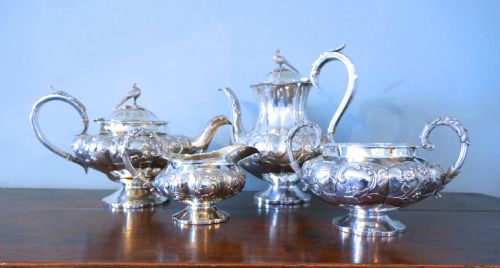 William IV Silver Four Piece Tea and Coffee Set by William Hewitt, London,1836