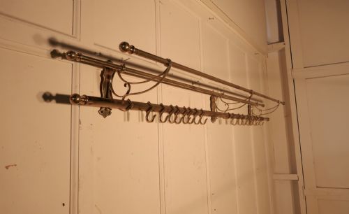 Long 16 Sliding Hook French Art Deco Brass Hat and Coat Rack