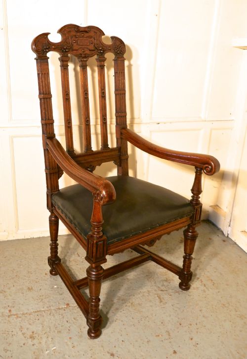 fig 3. Large Oak Throne or Hall Chair by Gillow