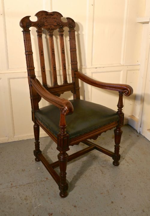 fig 4. Large Oak Throne or Hall Chair by Gillow