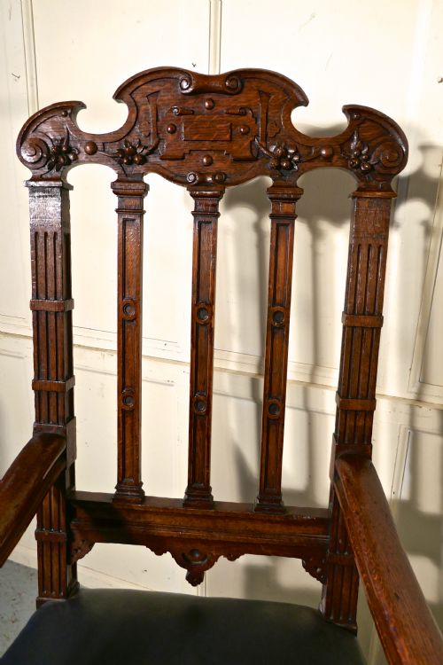 fig 6. Large Oak Throne or Hall Chair by Gillow