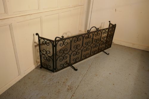 Unusual Large Folding Wrought Iron Fire Guard for Inglenook Fireplace
