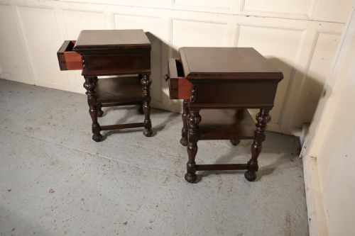 fig 2. Pair of Gothic Carved Walnut Bedside Cupboards  