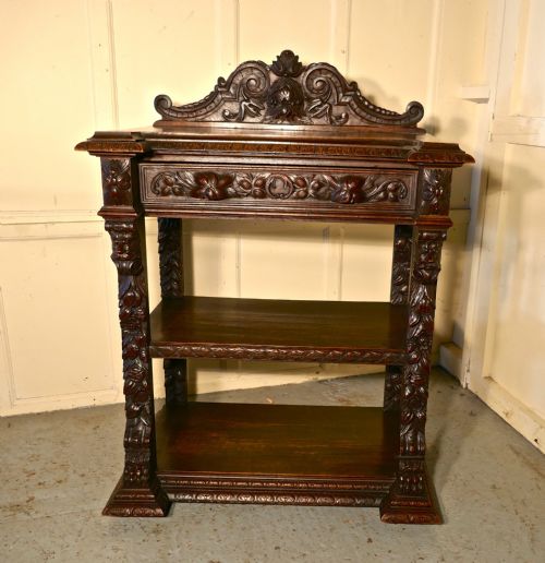 Small Gothic Victorian Carved Oak Green Man Buffet.