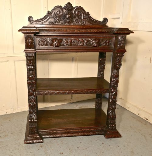 fig 1. Small Gothic Victorian Carved Oak Green Man Buffet.