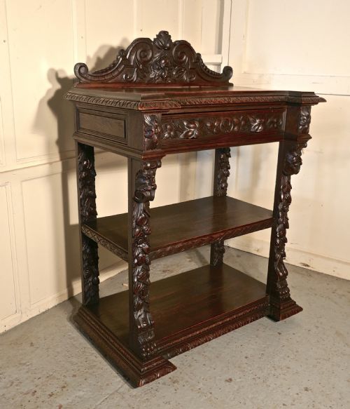 fig 3. Small Gothic Victorian Carved Oak Green Man Buffet.
