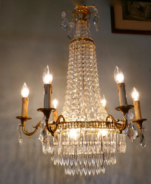 Very Large French Empire Style Tent and Waterfall Chandelier