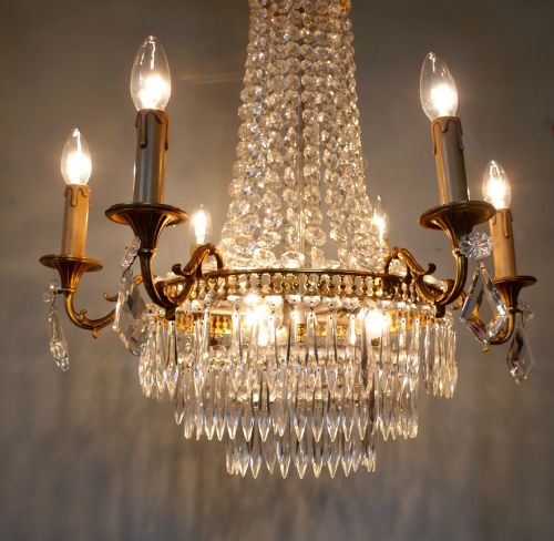 fig 1. Very Large French Empire Style Tent and Waterfall Chandelier