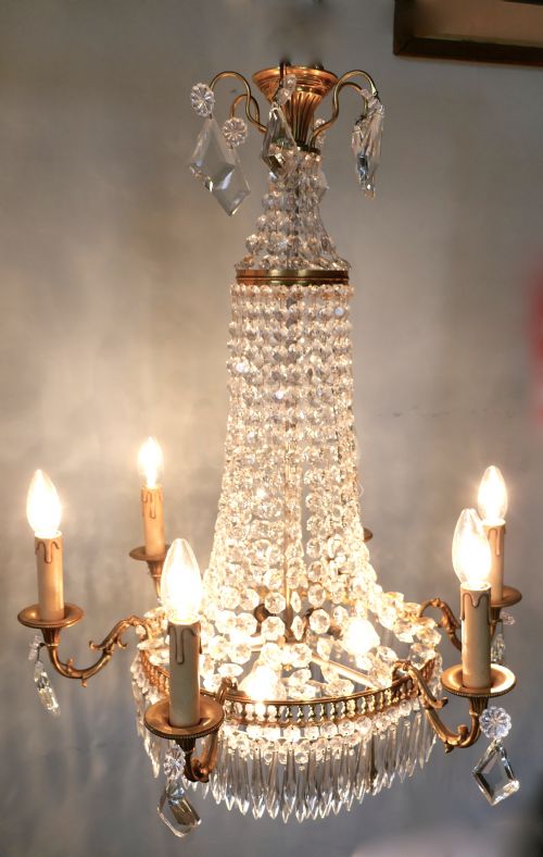 fig 3. Very Large French Empire Style Tent and Waterfall Chandelier