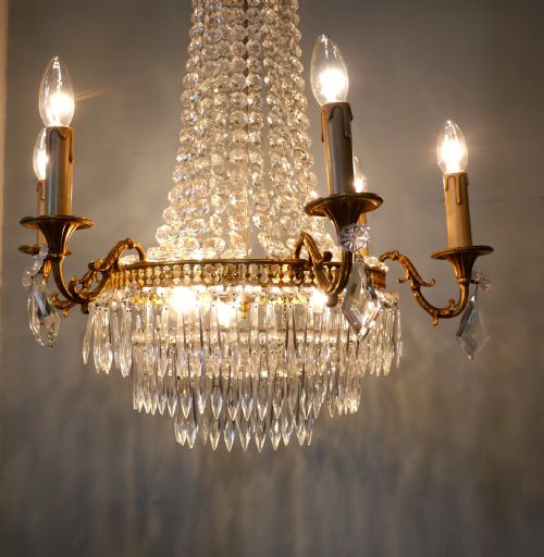 fig 4. Very Large French Empire Style Tent and Waterfall Chandelier