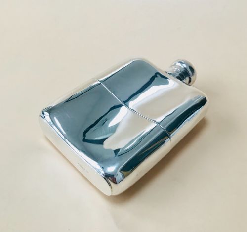 A Solid Silver Hall Marked Hip Flask and Cup 1904