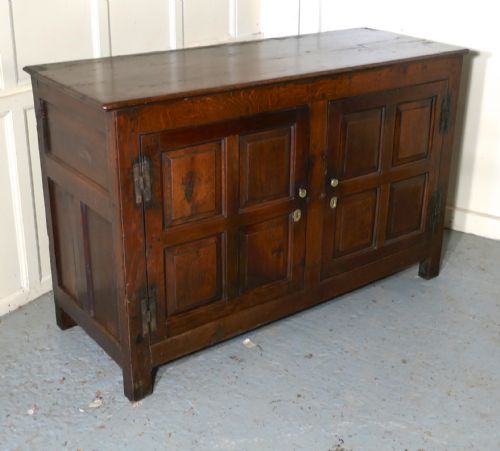 A 17th Century Rustic Oak Dresser Base Cupboard