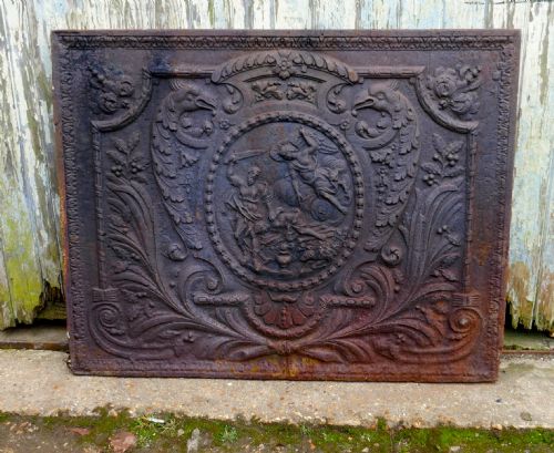 Large Heavy 17th Century Louis Xiv French Cast Iron Fire Back