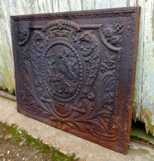 fig 3. Large Heavy 17th Century Louis XIV French Cast Iron Fire Back