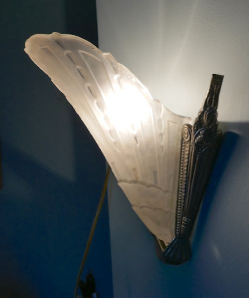 fig 2. A pair of Large Glass and Chrome Art Deco Wall Lights