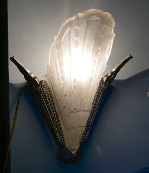 fig 3. A pair of Large Glass and Chrome Art Deco Wall Lights