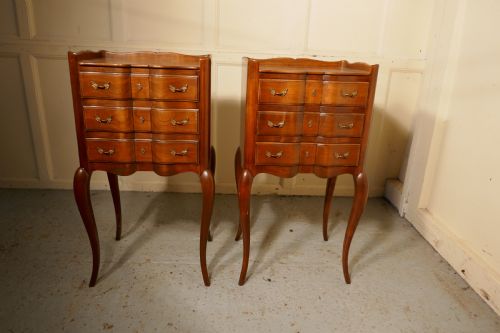 Pair of French Walnut and Ormolu Bedside Cabinets with Drawers