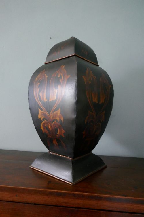 fig 2. Large Toleware Tea Tin, Grocer’s Shop Display Tea Canister