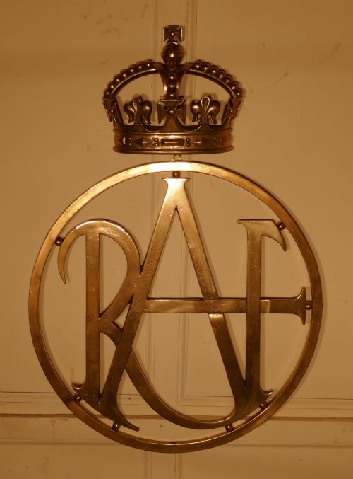 Large Bronze Raf Crown Wall Badge 1918,