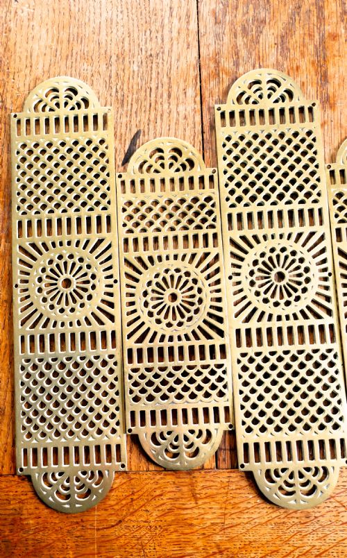 fig 3. A Large Set of 19th Century pierced Brass Door Finger Plates