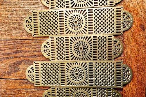 fig 4. A Large Set of 19th Century pierced Brass Door Finger Plates