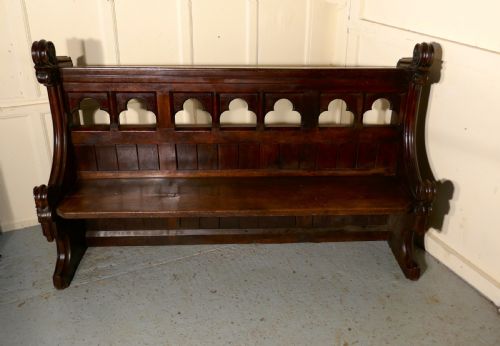 Victorian Gothic Carved Oak Pew