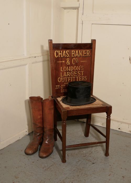fig 1. Victorian Mahogany Bedroom Chair and Trouser Press, Gentleman’s Outfitter Shop Display
