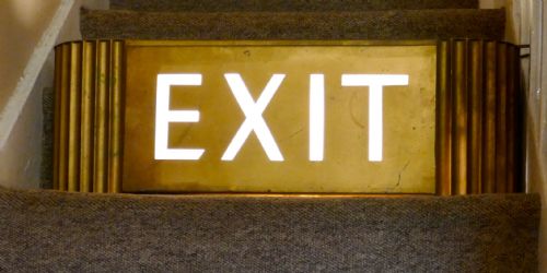 fig 1. Gold Odeon Cinema EXIT Sign Electric Light