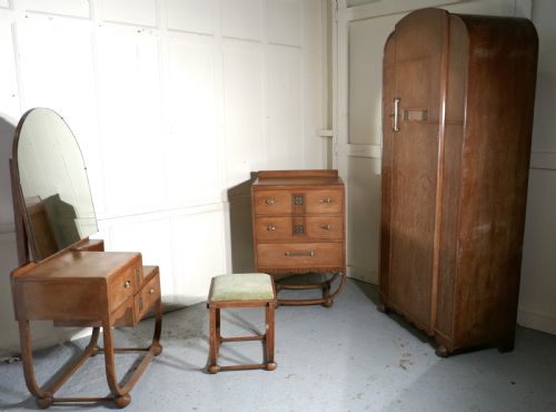 Art Deco Limed Oak Bedroom Suite by Heals