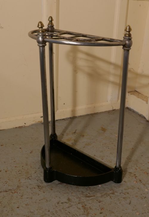 Victorian Half Round Steel & Iron Stick Stand or Umbrella Stand